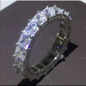 Silver Cubic Zirconia Ring Wedding Band